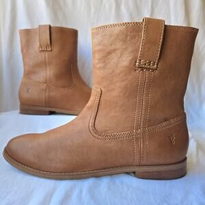 Frye Ana Short Women's Leather Pull On Ankle Boots Booties Tan Size 9 M